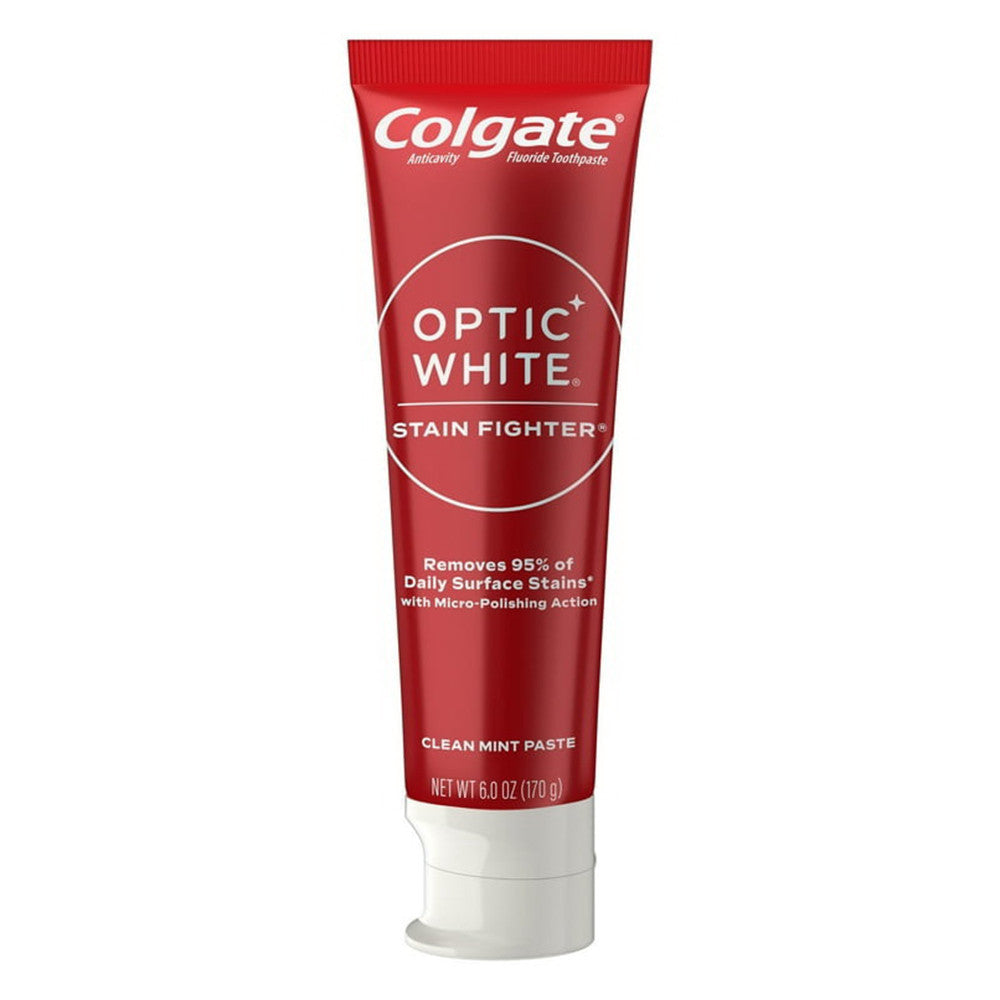 Colgate Optic White Stain Fighter Whitening Toothpaste, Clean Mint, 6 Oz